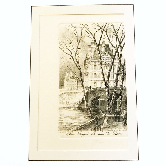 Vintage Charles Pinet Etching of "Pont Royal " Paris - Picture 1 of 2